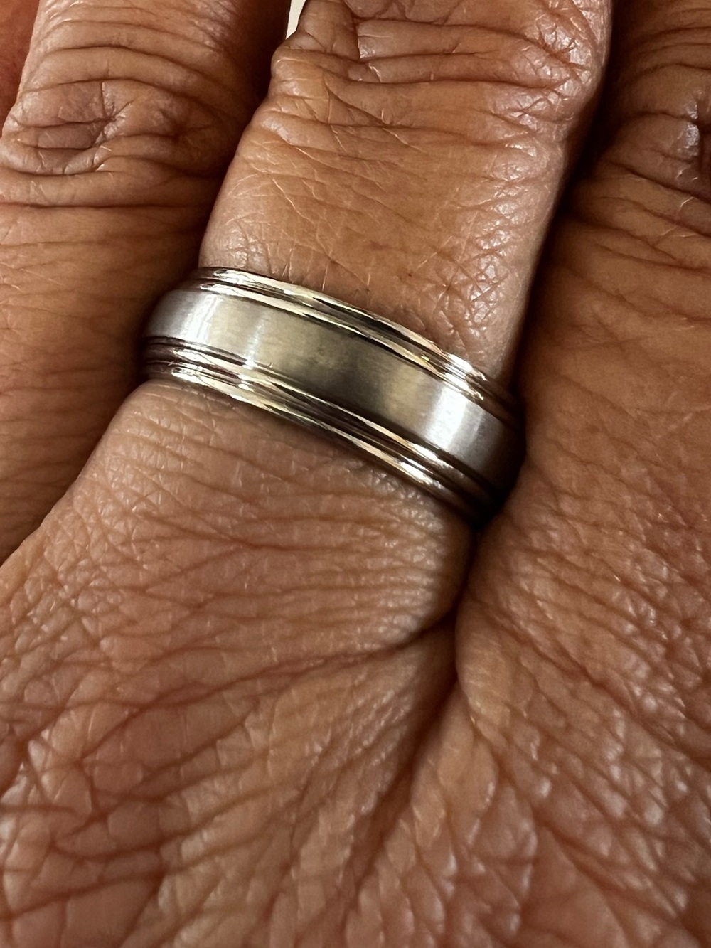 Mens Ring Size 10 Stainless Steel Brushed Center Multi Groove Band Ring #1002